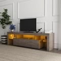 Fashiontvstandtvcabinet,Entertainmentcenter,Tvstationtv Console,Media Console,With Ledlight Belt,Light Belt Remote Control,Toughenedglassshelf,Metal Handle,Canbeplaced In The Living Room,Bedroom,Brown Brown Primary Living Space 60 69 Inches Foam Particle