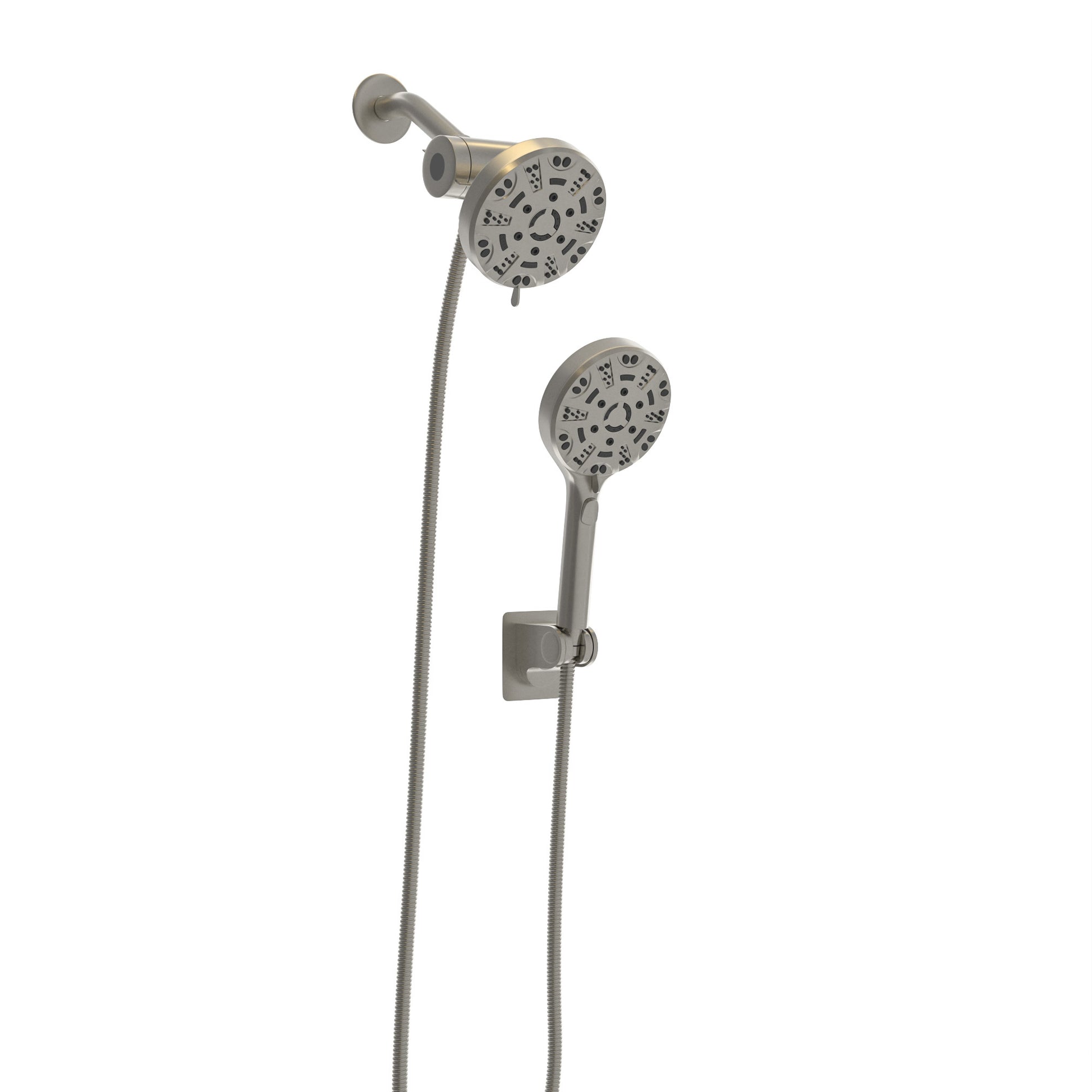 Multi Function Dual Shower Head Shower System With 4.7" Rain Showerhead, 8 Function Hand Shower, Brushed Nickel Brushed Nickel Plastic