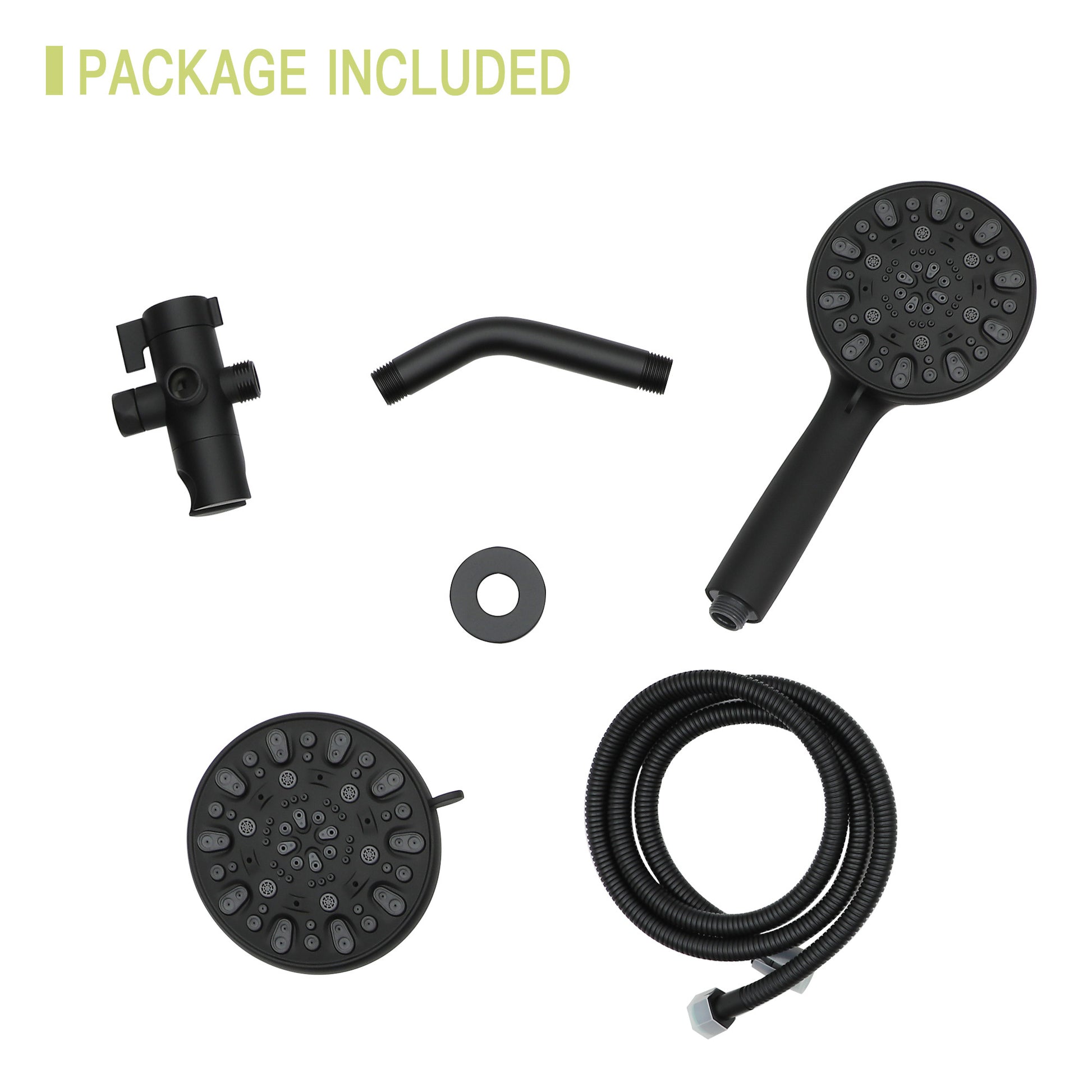 Multi Function Dual Shower Head Shower System With 4.7" Rain Showerhead, 7 Function Hand Shower, Matte Black Matte Black Plastic