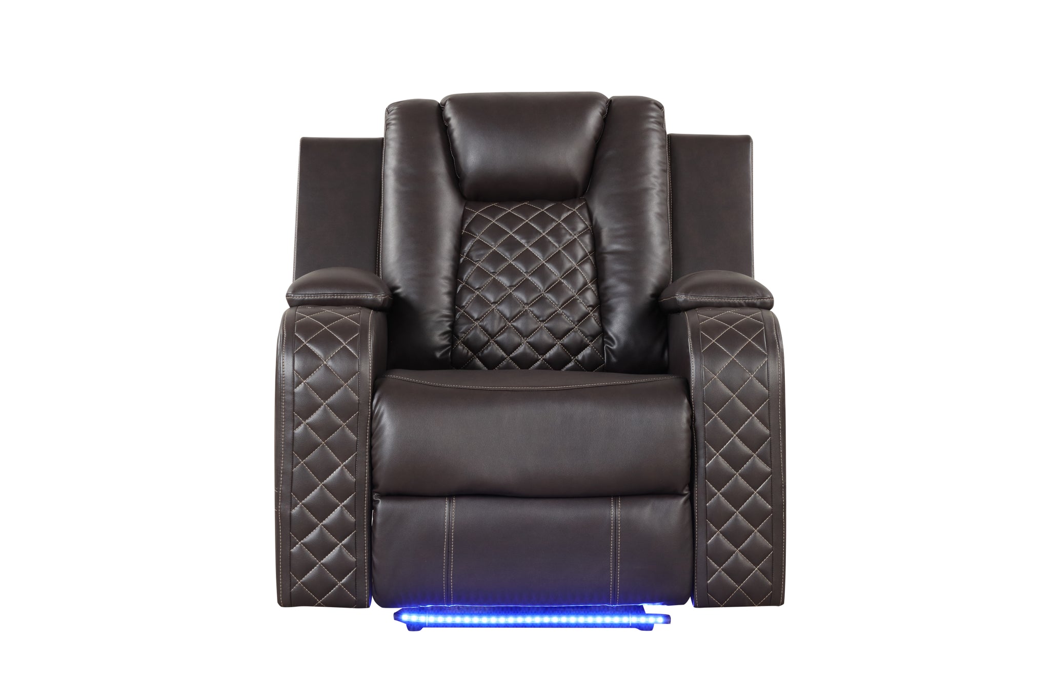 Benz Led & Power Recliner Chair Made With Faux Leather In Brown Brown Faux Leather