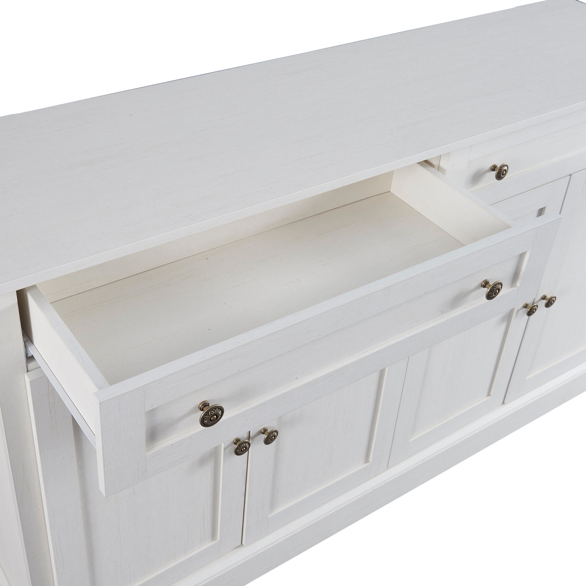 Kitchen Sideboard Storage Buffet Cabinet With 2 Drawers & 4 Doors Adjustable Shelves For Dining Room, Living Room Antique White Antique White Particle Board