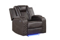 Benz Led & Power Recliner Chair Made With Faux Leather In Brown Brown Faux Leather