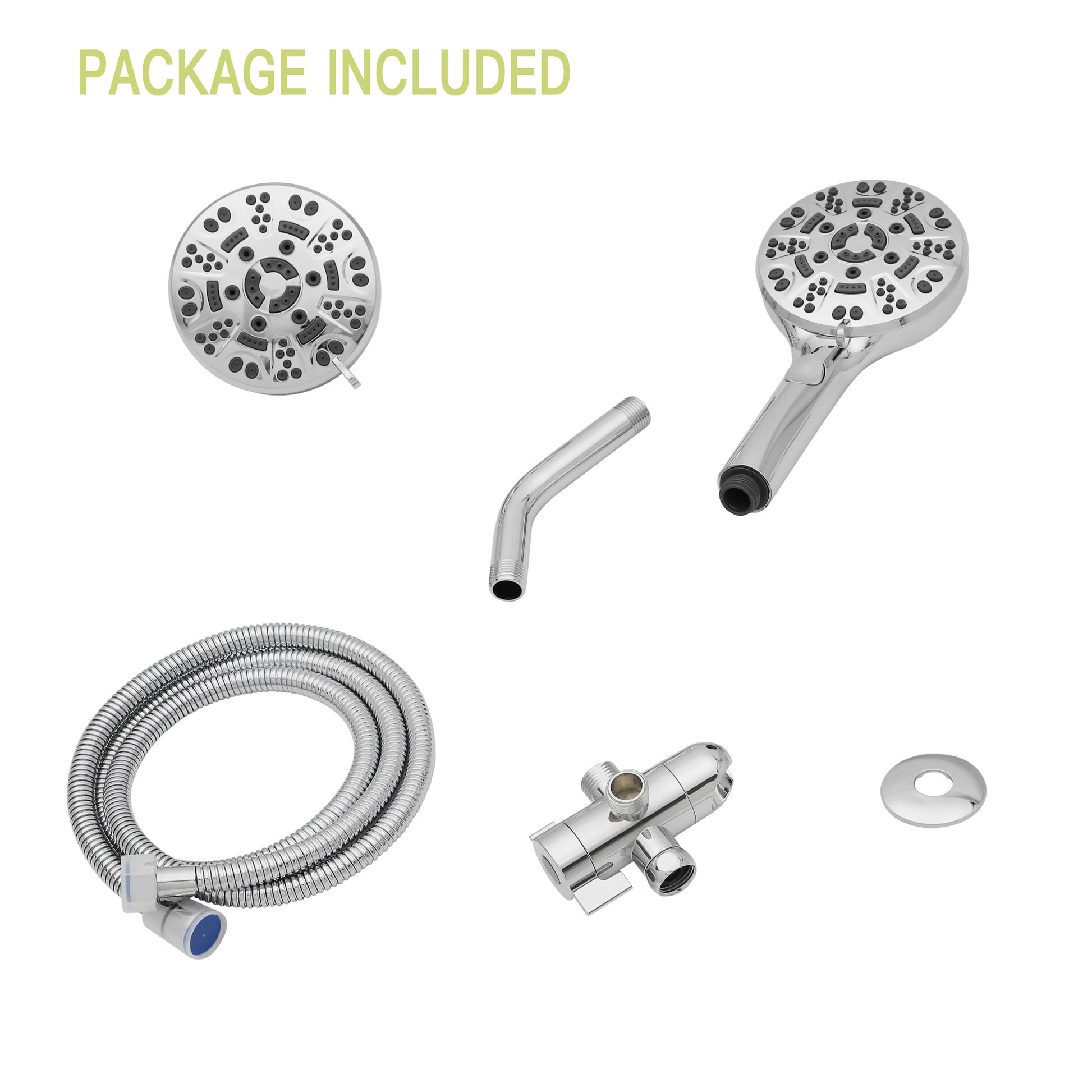 Multi Function Dual Shower Head Shower System With 4.7" Rain Showerhead, 8 Function Hand Shower, Chrome Chrome Plastic