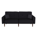 Convertible Sofa Bed With Wood Legs In Cotton Linen Fabric Black Black Foam Fabric