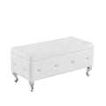 Storage Bench, Flip Top Entryway Bench Seat With Safety Hinge, Storage Chest With Padded Seat, Bed End Stool For Hallway Living Room Bedroom, Supports 250 Lb,White Pu White Pu