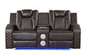 Benz Led & Power Recliner 3 Pc Made With Faux Leather In Brown Brown Faux Leather Metal Primary Living Space Medium Soft Cushion Back Heavy Duty Contemporary,Modern Solid Wood Mdf Faux Leather 6 Seat