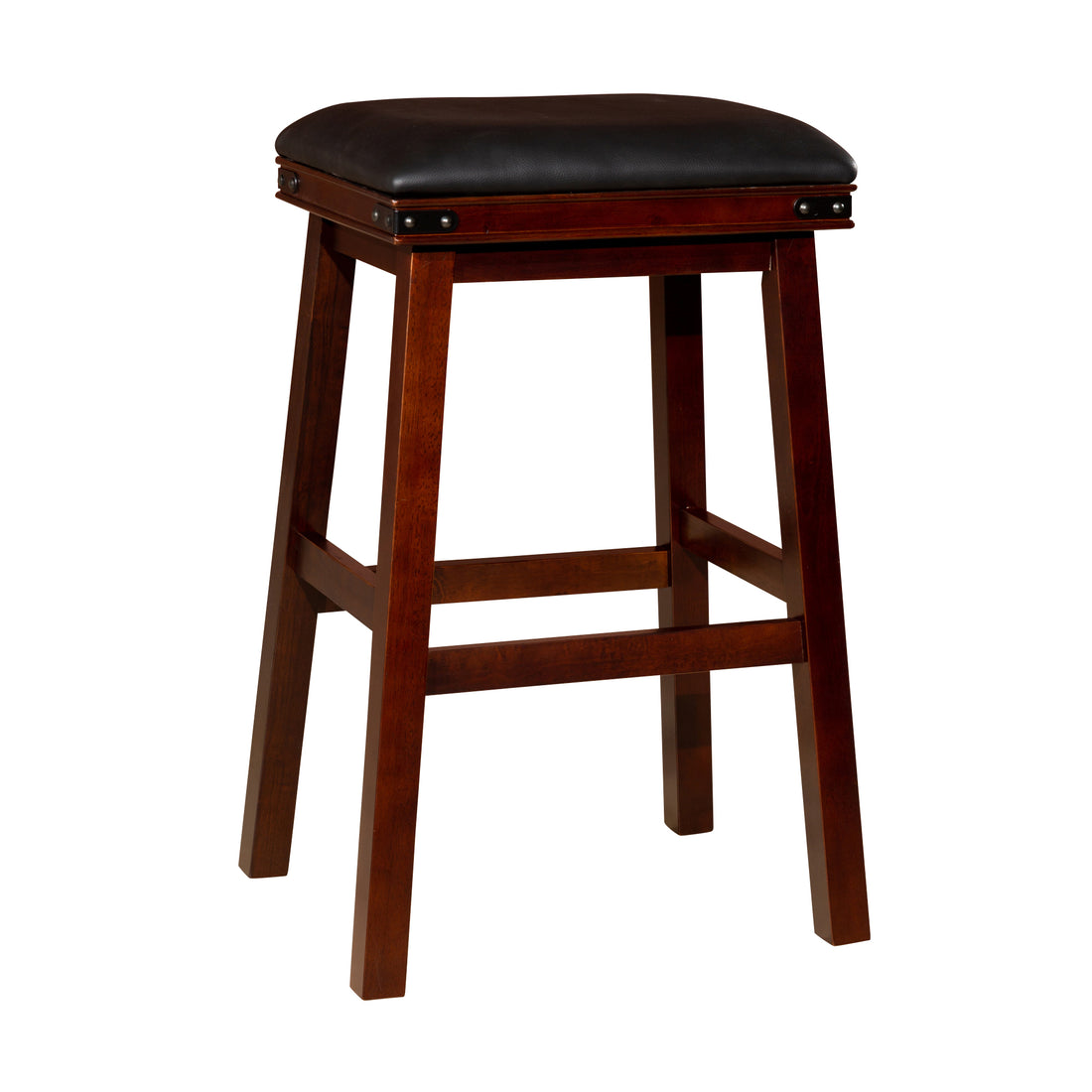 30" Bar Stool, Espresso Finish, Black Leather Seat Espresso Bonded Leather