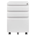 3 Drawer File Cabinet With Lock, Steel Mobile Filing Cabinet On Anti Tilt Wheels, Rolling Locking Office Cabinets Under Desk For Legal Letter Size White Metal