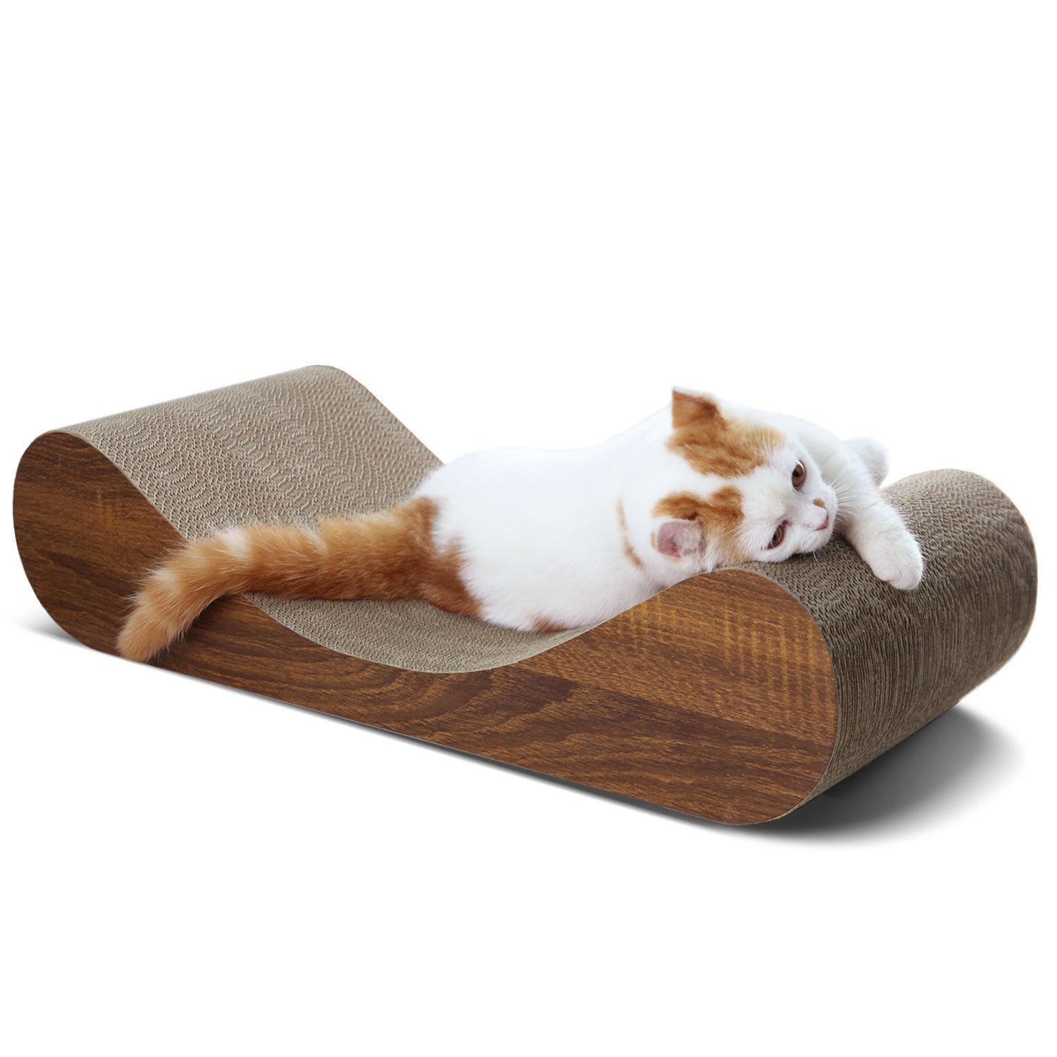 Scratchme Cat Scratcher Cardboard Lounge Bed, Wood Brown Paper