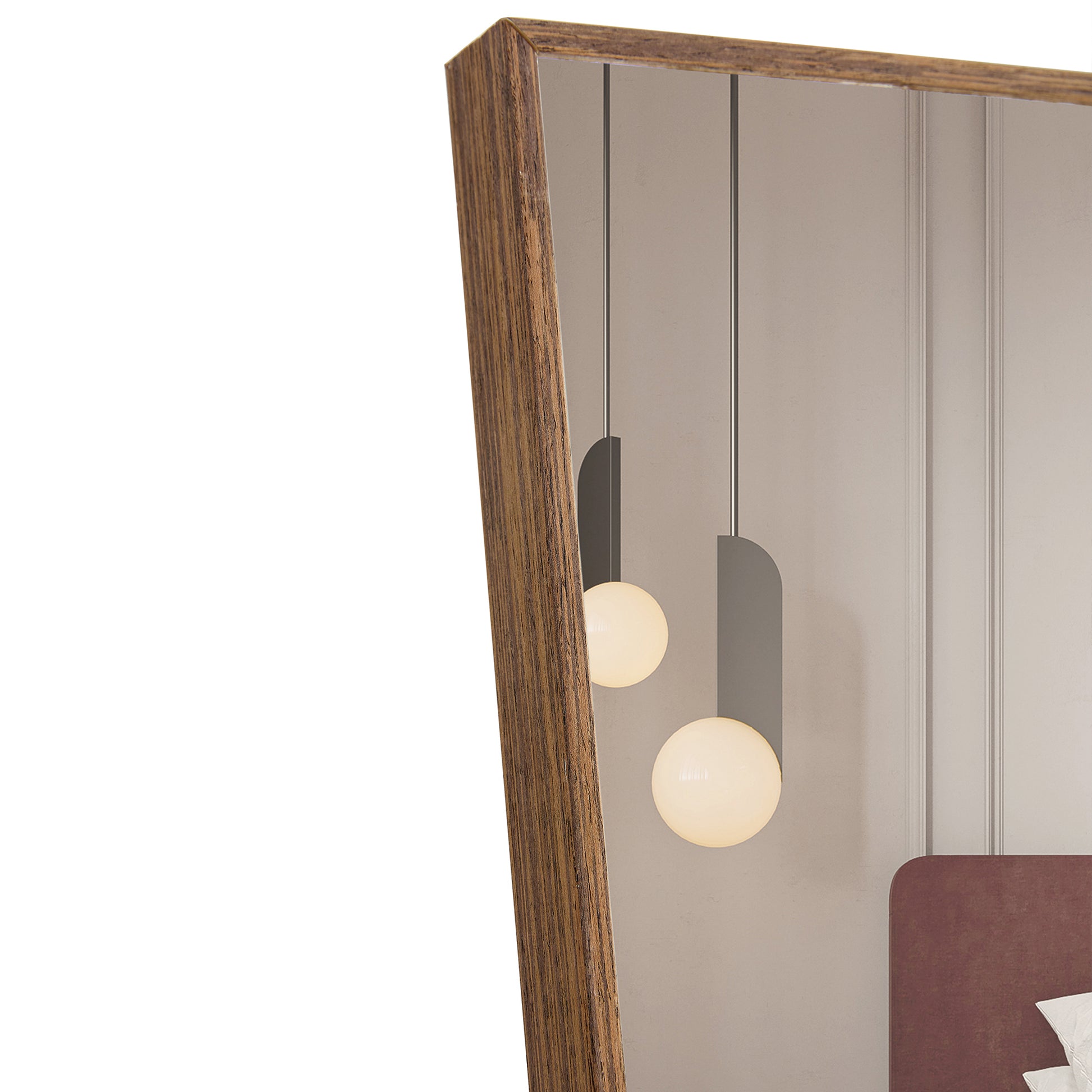 Brown Solid Wood Frame Full Length Mirror, Dressing Mirror, Bedroom Home Porch, Decorative Mirror, Clothing Store, Floor Mounted Large Mirror, Wall Mounted.60"*17" Brown Glass