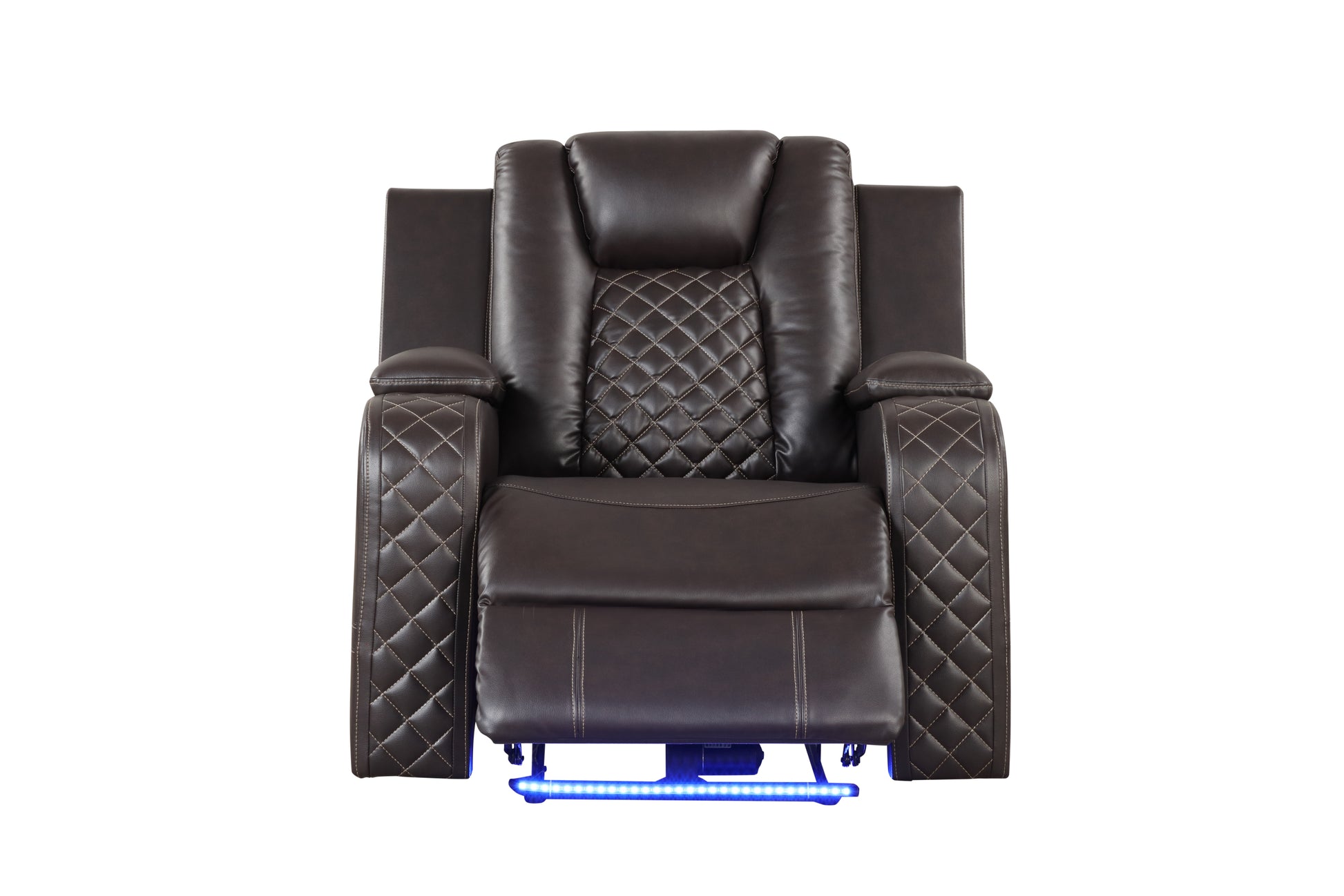 Benz Led & Power Recliner Chair Made With Faux Leather In Brown Brown Faux Leather