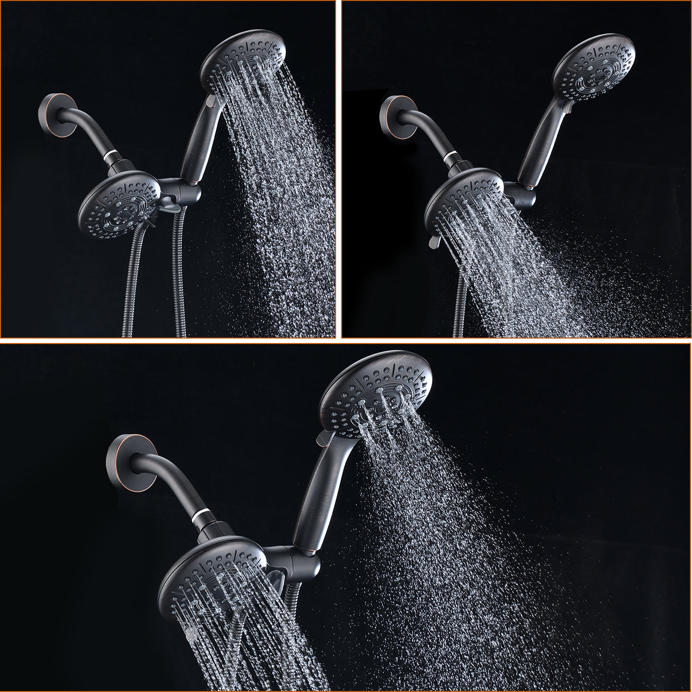 Classic High Pressure Single Handle 6 Function Rain Shower Head With Handheld Shower Valve Included Oil Rubbed Bronze Abs