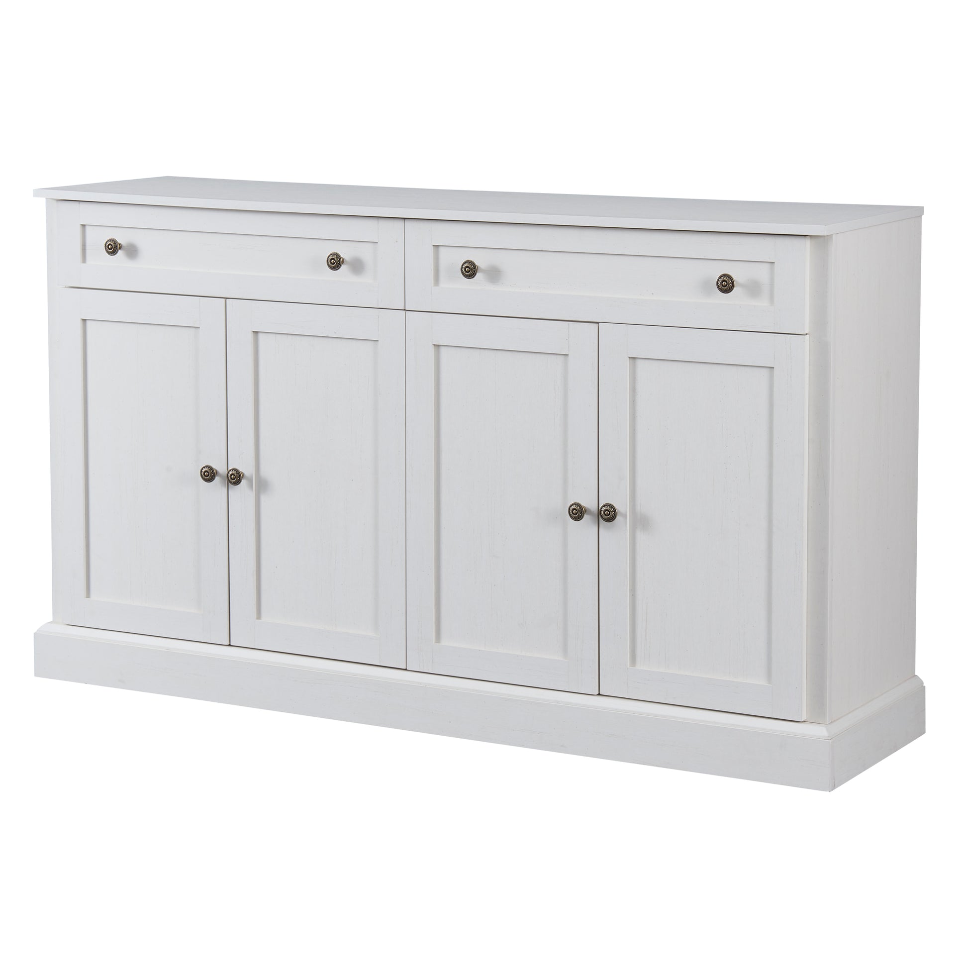 Kitchen Sideboard Storage Buffet Cabinet With 2 Drawers & 4 Doors Adjustable Shelves For Dining Room, Living Room Antique White Antique White Particle Board