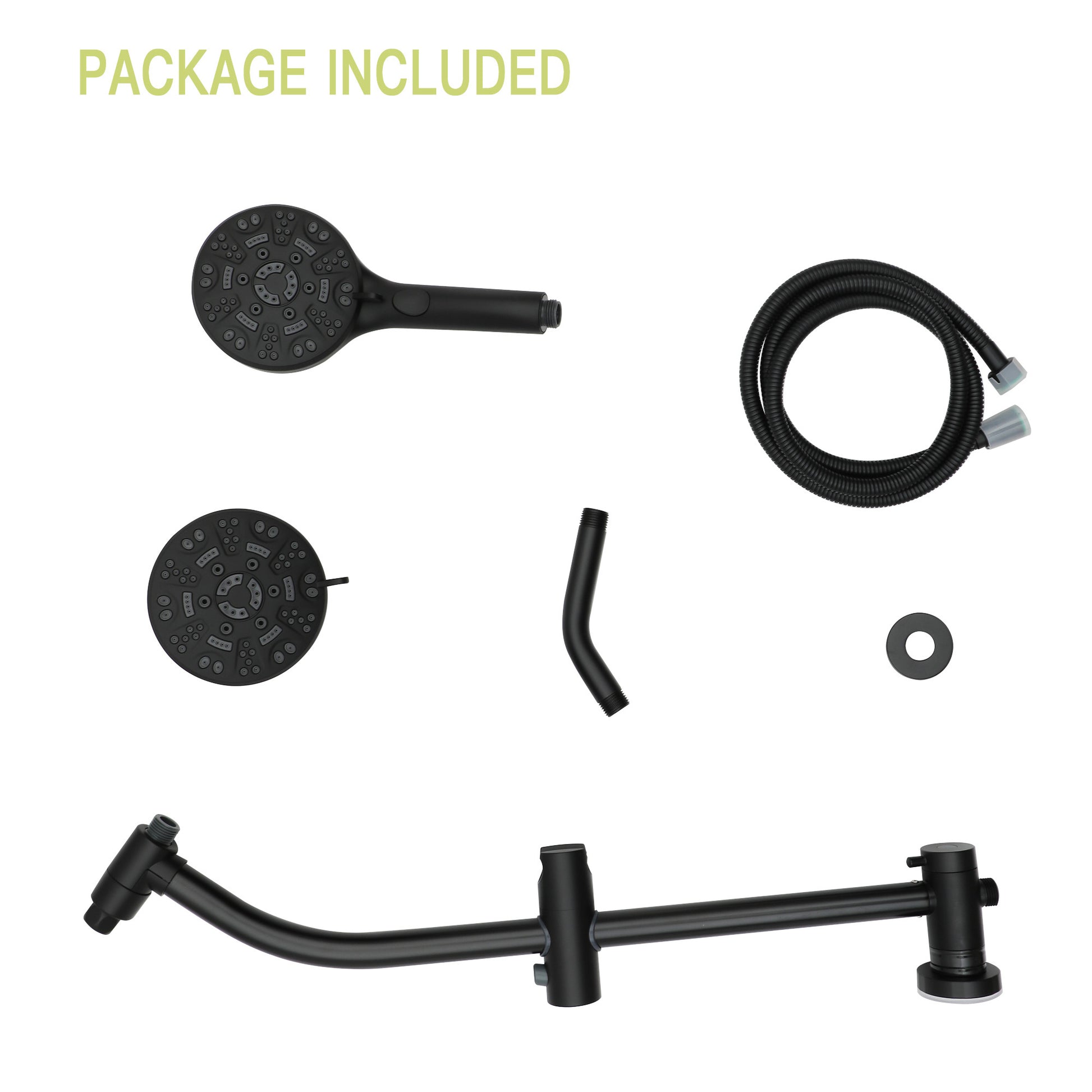 Multi Function Dual Shower Head Shower System With 4.7" Rain Showerhead, 8 Function Hand Shower, Adjustable Slide Bar,Matte Black Matte Black Plastic