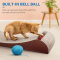 Scratchme Cat Scratcher Cardboard Lounge Bed With Bell Ball Toy Brown Solid Wood