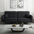 Convertible Sofa Bed With Wood Legs In Cotton Linen Fabric Black Black Foam Fabric