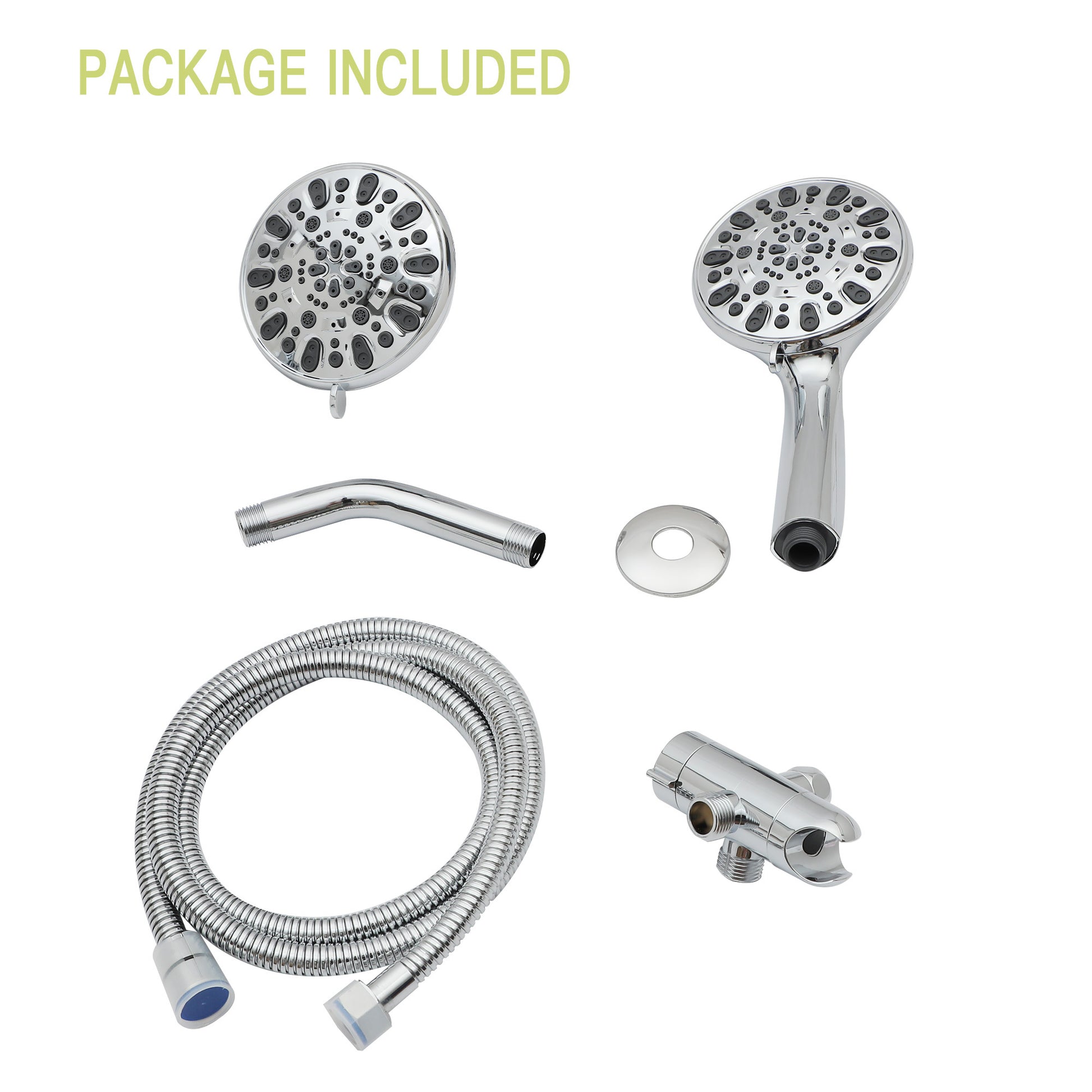 Multi Function Dual Shower Head Shower System With 4.7" Rain Showerhead, 7 Function Hand Shower,Chrome Chrome Plastic