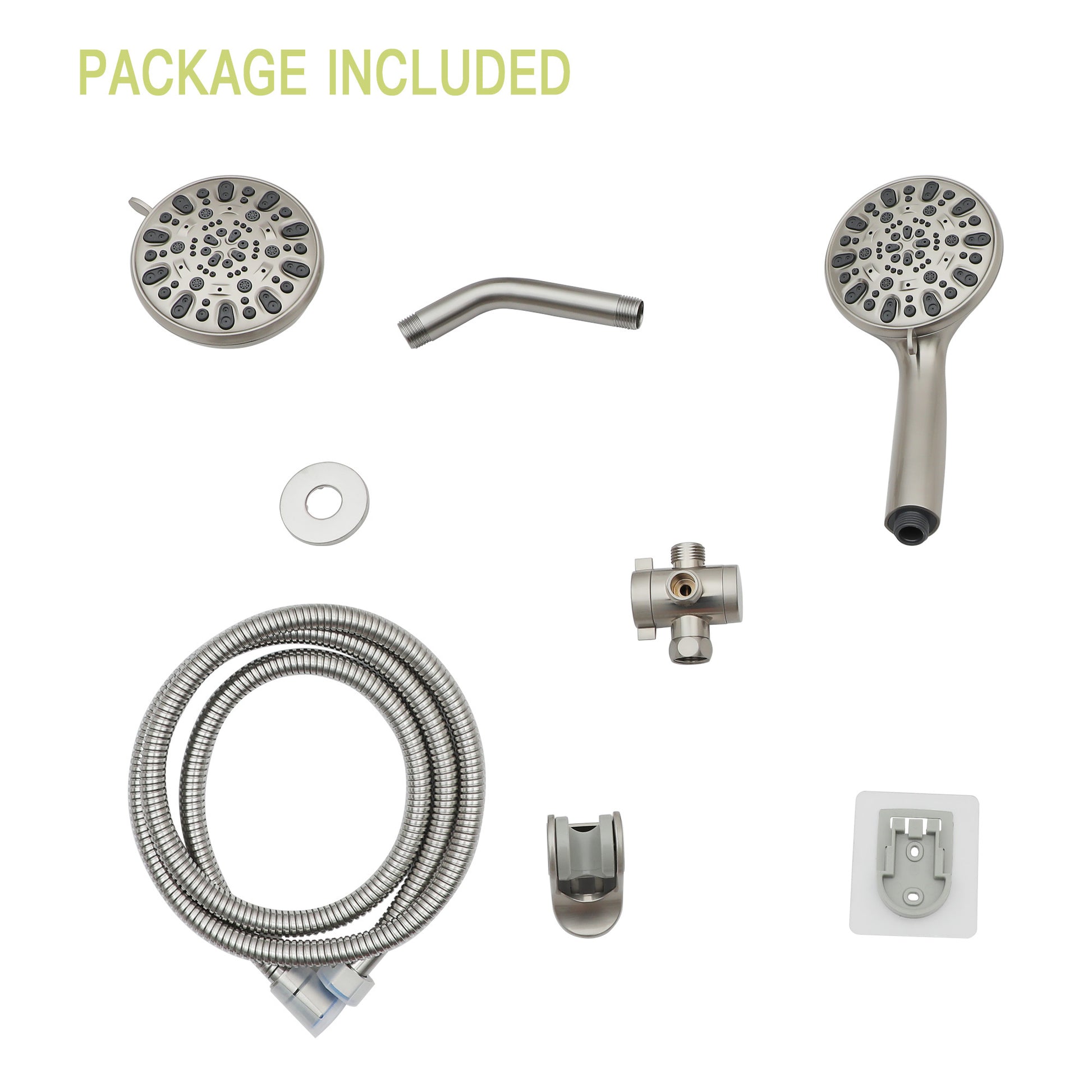 Multi Function Dual Shower Head Shower System With 4.7" Rain Showerhead, 7 Function Hand Shower, Brushed Nickel Brushed Nickel Plastic