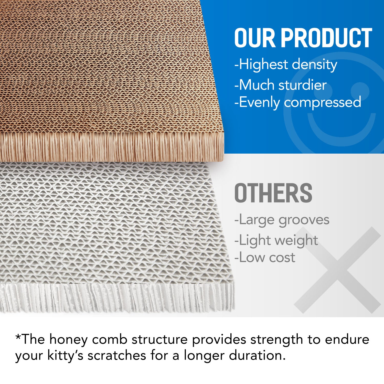 Scratchme Cat Scratcher Cardboard Lounge Bed With Bell Ball Toy Brown Solid Wood