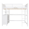 Full Size Loft Bed With Drawers And Desk, Wooden Loft Bed With Shelves White Old Sku:Lt001529Aak White Solid Wood