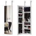 Full Mirror Fashion Simple Jewelry Storage Cabinet With Led Light Can Be Hung On The Door Or Wall White Mdf Mdf