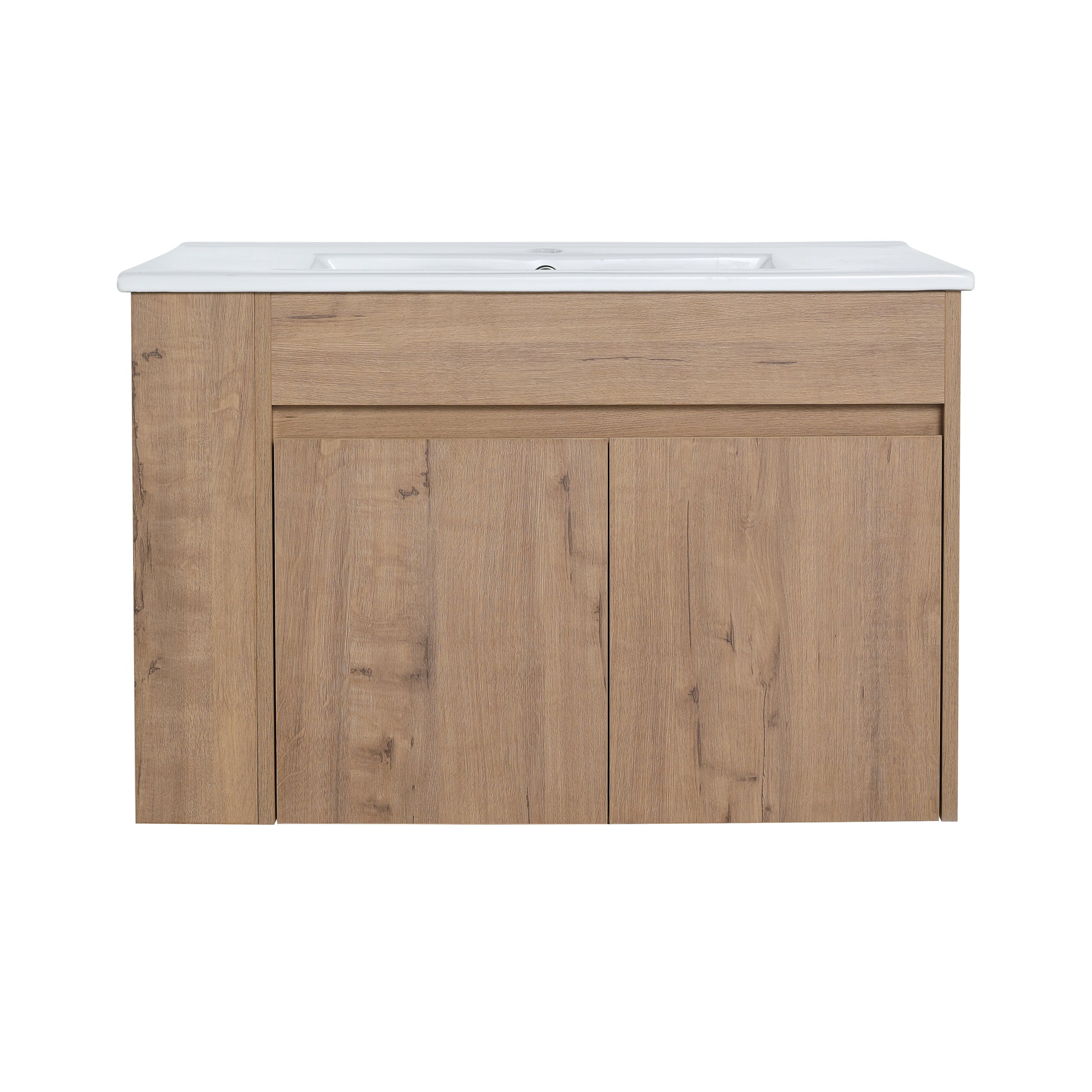 30 Inch Bathroom Vanity With Open Shelf, Kd Packing Only Vanity, Without Basin Imitative Oak 2 1 Soft Close Doors Bathroom Wall Mounted Modern Plywood Plywood