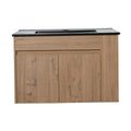 30 Inch Bathroom Vanity With Black Ceramic Basin And Adjust Open Shelf Kd Packing Imitative Oak Plywood