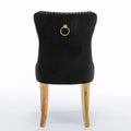 Nikki Collection Modern, High End Tufted Solid Wood Contemporary Velvet Upholstered Dining Chair With Golden Stainless Steel Plating Legs,Nailhead Trim,Set Of 2 Black And Gold, Sw1601Bk Black Foam Velvet