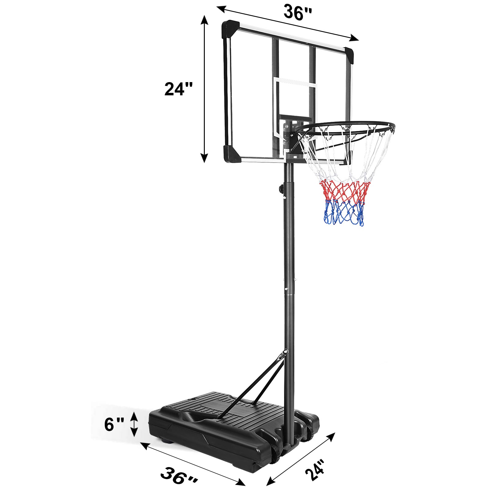 Portable Basketball Hoop & Goal Basketball Stand Height Adjustable 6.2 8.5Ft With 35.4Inch Transparent Backboard & Wheels For Youth Teenagers Outdoor Indoor Basketball Goal Game Play Transparent Iron