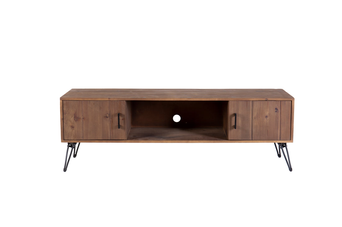 Industrial Style Reclaimed Wood Media Tv Stand With Storage Cabinet For Living Media Room Natural Solid Wood