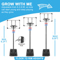 Portable Basketball Hoop & Goal Basketball Stand Height Adjustable 6.2 8.5Ft With 35.4Inch Transparent Backboard & Wheels For Youth Teenagers Outdoor Indoor Basketball Goal Game Play Transparent Iron