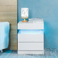 Led Nightstand Modern White Nightstand With Led Lights Wood Led Bedside Table Nightstand With 2 High Gloss Drawers For Bedroom White Abs Pc Particle Board