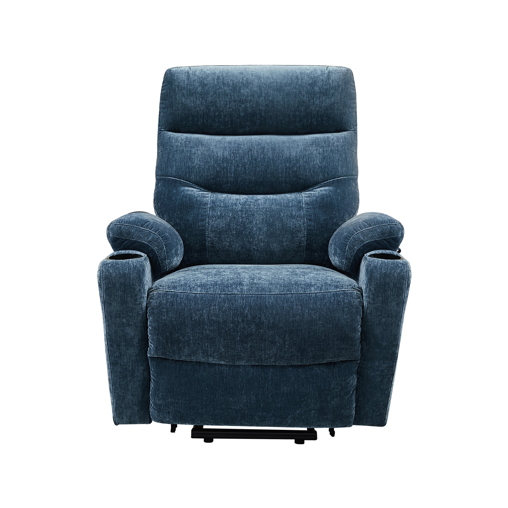 Liyasi Electric Power Lift Recliner Chair Sofa With Massage And Heat For Elderly, 3 Positions, 2 Side Pockets And Cup Holders, Usb Ports, High End Quality Fabric Blue Foam Fabric