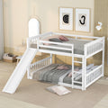 Full Over Full Bunk Bed With Slide And Ladder In White Color White Pine