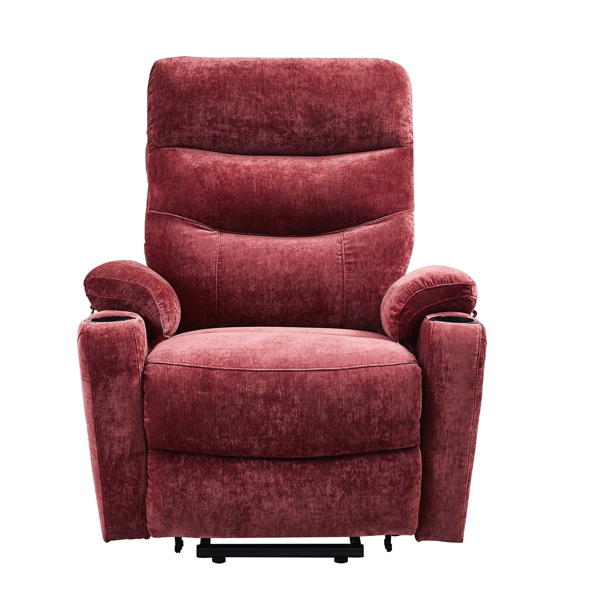 Liyasi Electric Power Lift Recliner Chair Sofa With Massage And Heat For Elderly, 3 Positions, 2 Side Pockets And Cup Holders, Usb Ports, High End Quality Fabric Red Foam Fabric
