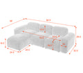 L Shape Modular Sectional Sofa, Diy Combination,Teddy Fabric,White White Teddy Foam