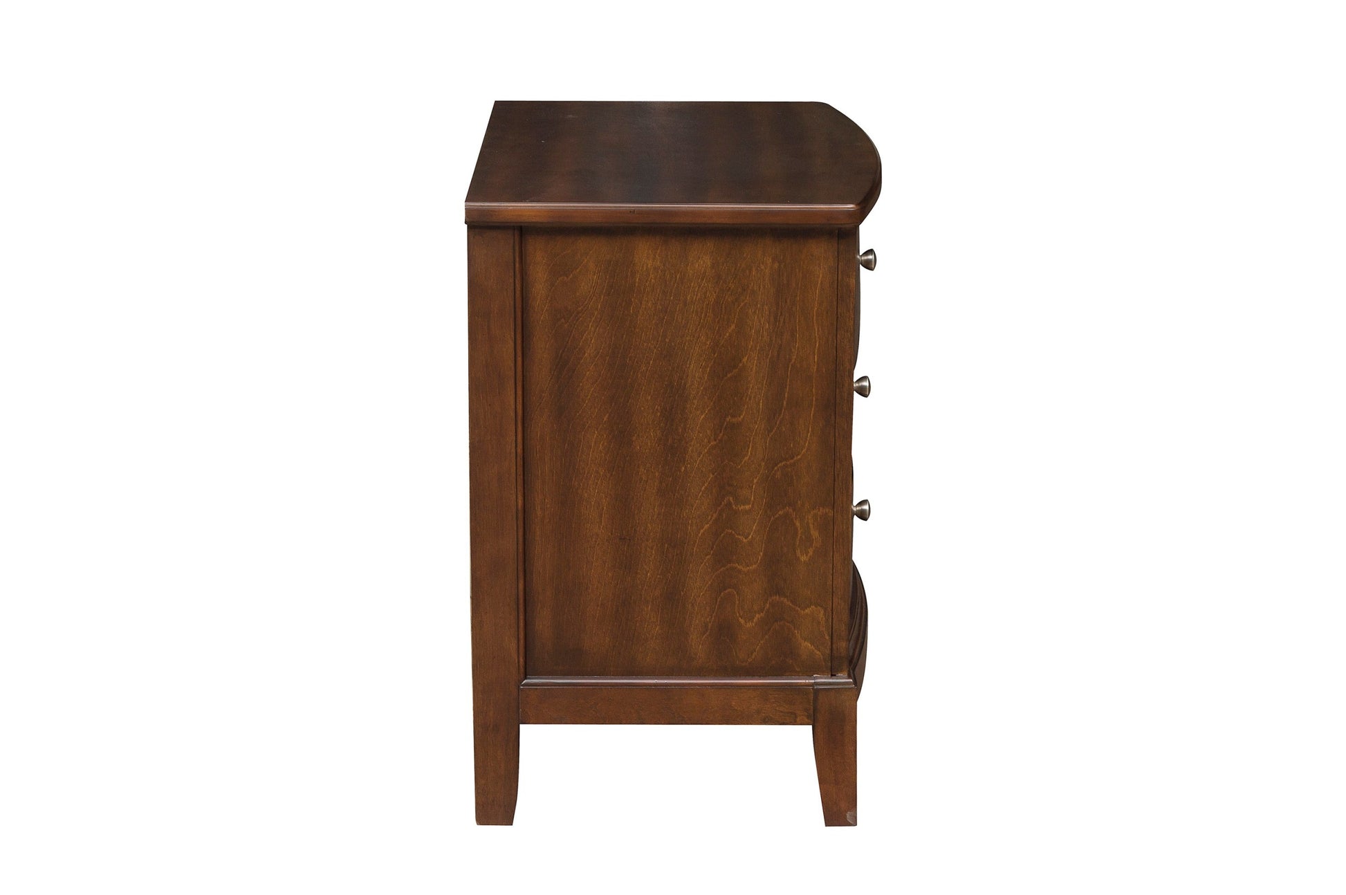 Dark Cherry Finish 1Pc Nightstand Of 3X Drawers Satin Nickel Tone Knobs Transitional Style Bedroom Furniture Brown Mix 3 Drawers Bedroom Transitional Wood