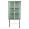 Mint Green Tall Freestanding Display Cupboard Stylish Fluted Glass Storage Cabinet With Glass Doors Three Detachable Shelves Bottom Space For Office Dining Room Living Room Bedside Entryway Mint