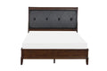 Dark Cherry Finish 1Pc Queen Sleigh Bed Button Tufted Faux Leather Upholstered Headboard Transitional Style Bedroom Furniture Box Spring Required Queen Brown Mix Bedroom Transitional Sleigh Wood