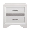 Glamorous Bedroom Furniture 1Pc Nightstand Of Drawers With Hidden Felt Lined Jewelry Drawer White Finish And Silver Glitter White 3 Drawers Bedroom Glam,Modern Wood