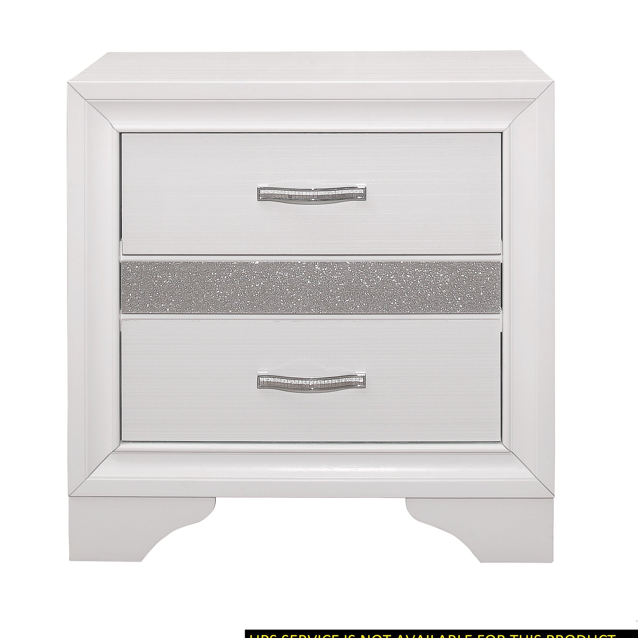 Glamorous Bedroom Furniture 1Pc Nightstand Of Drawers With Hidden Felt Lined Jewelry Drawer White Finish And Silver Glitter White 3 Drawers Bedroom Glam,Modern Wood