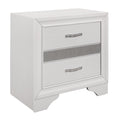 Glamorous Bedroom Furniture 1Pc Nightstand Of Drawers With Hidden Felt Lined Jewelry Drawer White Finish And Silver Glitter White 3 Drawers Bedroom Glam,Modern Wood