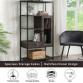 Home Office Bookcase And Bookshelf 5 Tier Display Shelf With Doors And Drawers, Freestanding Multi Functional Decorative Storage Shelving, Vintage Brown Industrial Style Brown Brown Mdf