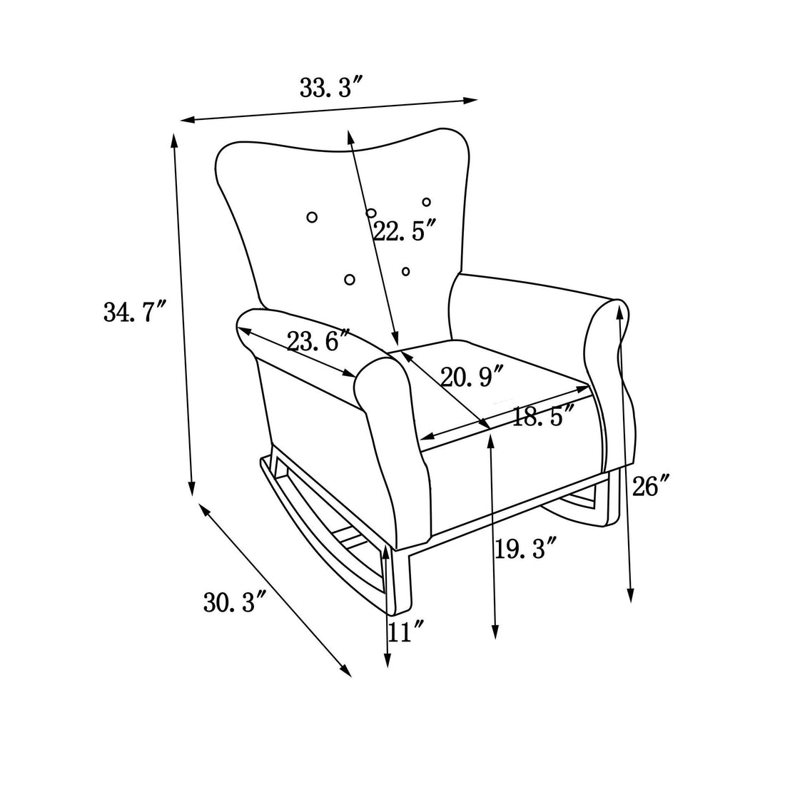 Baby Room High Back Rocking Chair Nursery Chaircomfortable Rocker Fabric Padded Seat ,Modern High Back Armchair Lavender Purple Primary Living Space Sponge Velvet