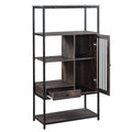 Home Office Bookcase And Bookshelf 5 Tier Display Shelf With Doors And Drawers, Freestanding Multi Functional Decorative Storage Shelving, Vintage Brown Industrial Style Brown Brown Mdf