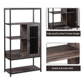 Home Office Bookcase And Bookshelf 5 Tier Display Shelf With Doors And Drawers, Freestanding Multi Functional Decorative Storage Shelving, Vintage Brown Industrial Style Brown Brown Mdf