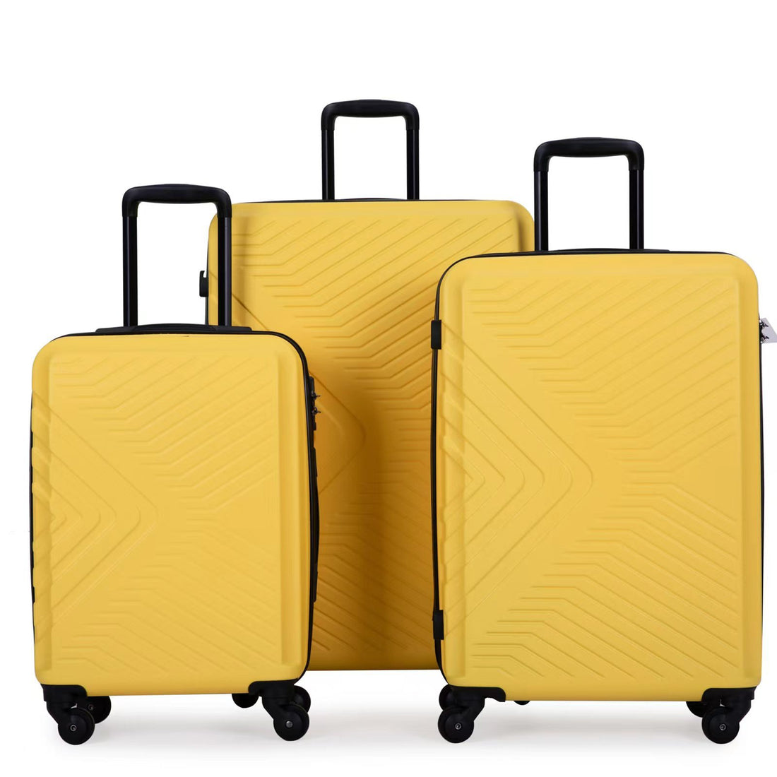 3 Piece Luggage Sets Abs Lightweight Suitcase With Two Hooks, Spinner Wheels, Tsa Lock, 20 24 28 , Yellow Yellow Abs