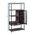 Home Office Bookcase And Bookshelf 5 Tier Display Shelf With Doors And Drawers, Freestanding Multi Functional Decorative Storage Shelving, Vintage Brown Industrial Style Brown Brown Mdf
