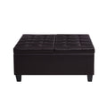 Large Square Faux Leather Storage Ottoman Coffee Table For Living Room & Bedroom Dark Brown Dark Brown Foam Pu