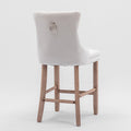 Contemporary Velvet Upholstered Barstools With Button Tufted Decoration And Wooden Legs, And Chrome Trim, Leisure Style Bar Chairs,Bar Stools, Set Of 2 Beige ,Sw2002Bg Beige Seats 2 Dining Room American Design Rubberwood Foam Velvet